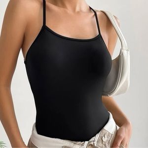 SHEIN Black Backless Bodysuit